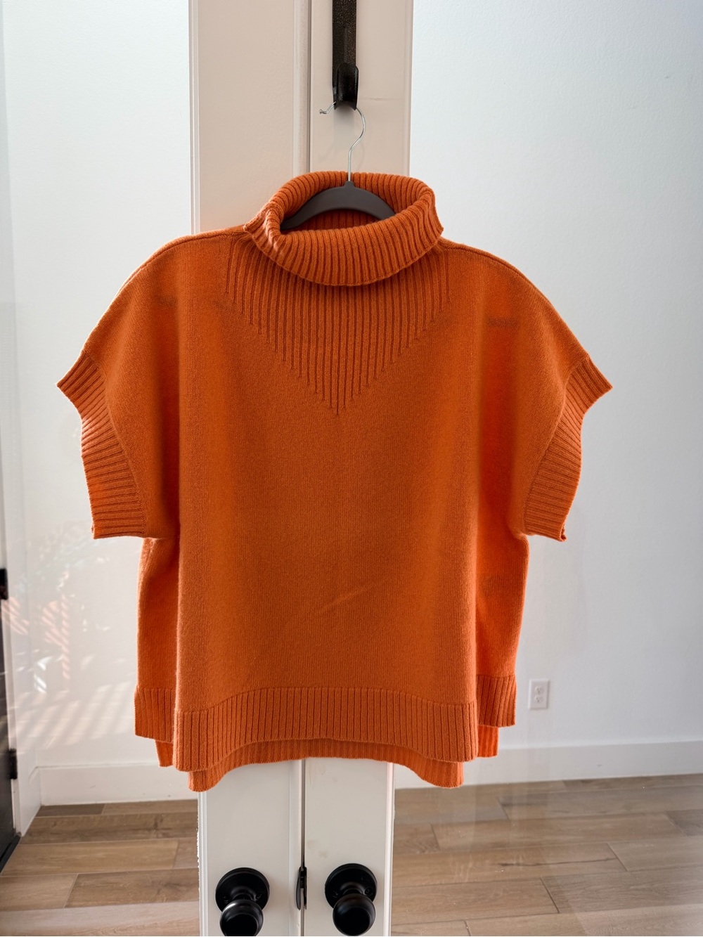 Billy Reid Short Sleeve Funnel Shell Sweater in Burnt Orange